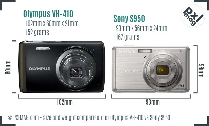 Olympus VH-410 vs Sony S950 size comparison