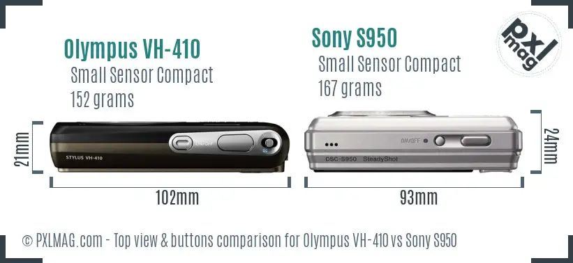 Olympus VH-410 vs Sony S950 top view buttons comparison