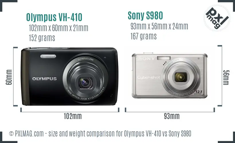 Olympus VH-410 vs Sony S980 size comparison