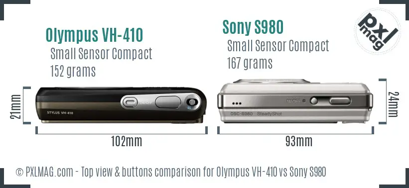 Olympus VH-410 vs Sony S980 top view buttons comparison