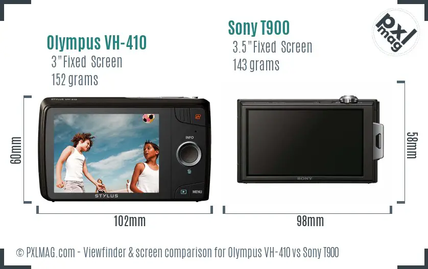 Olympus VH-410 vs Sony T900 Screen and Viewfinder comparison