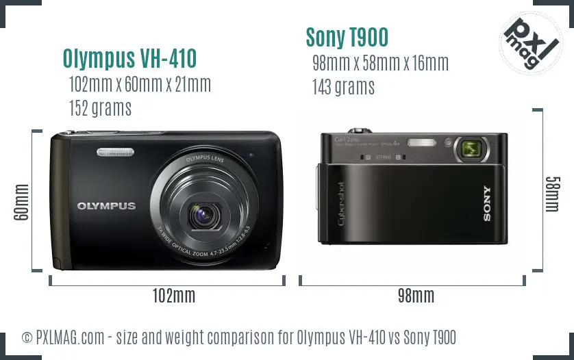 Olympus VH-410 vs Sony T900 size comparison