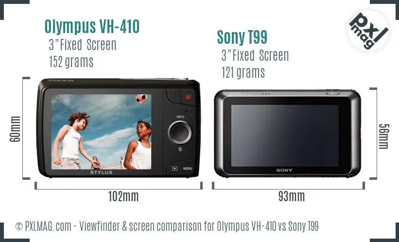 Olympus VH-410 vs Sony T99 Screen and Viewfinder comparison