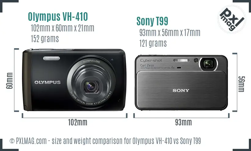 Olympus VH-410 vs Sony T99 size comparison