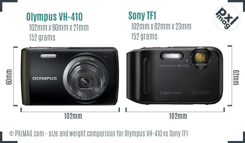 Olympus VH-410 vs Sony TF1 size comparison