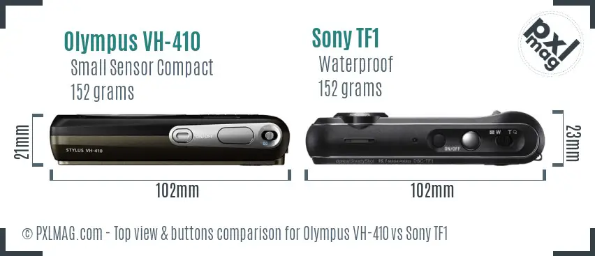 Olympus VH-410 vs Sony TF1 top view buttons comparison