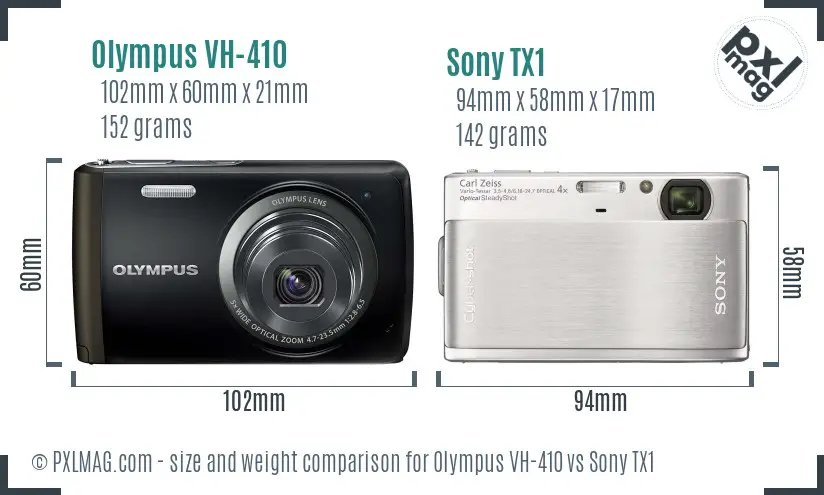 Olympus VH-410 vs Sony TX1 size comparison