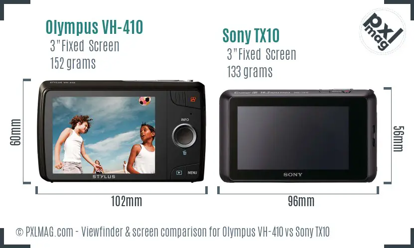 Olympus VH-410 vs Sony TX10 Screen and Viewfinder comparison