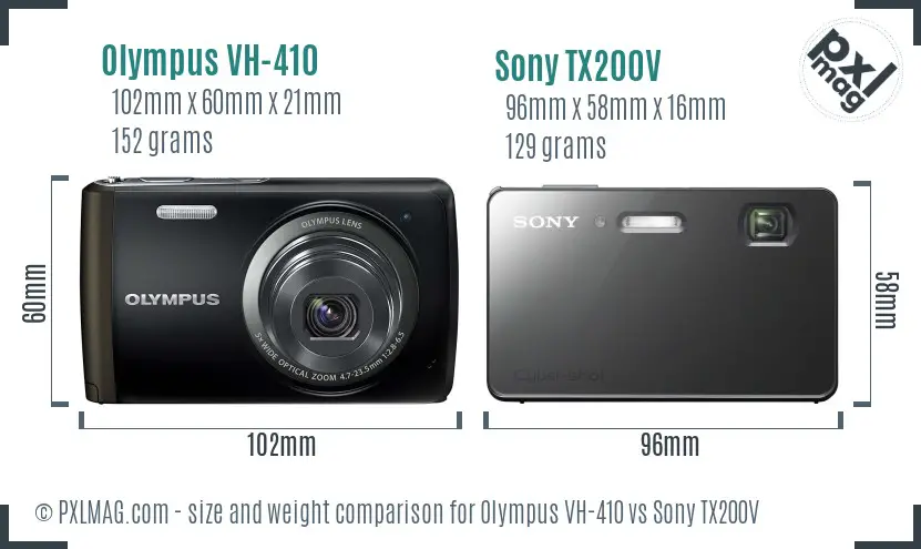 Olympus VH-410 vs Sony TX200V size comparison