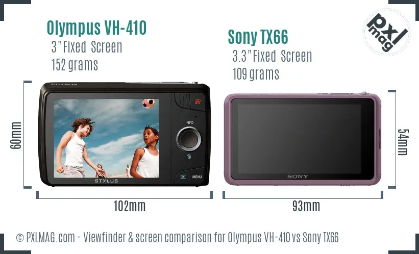 Olympus VH-410 vs Sony TX66 Screen and Viewfinder comparison