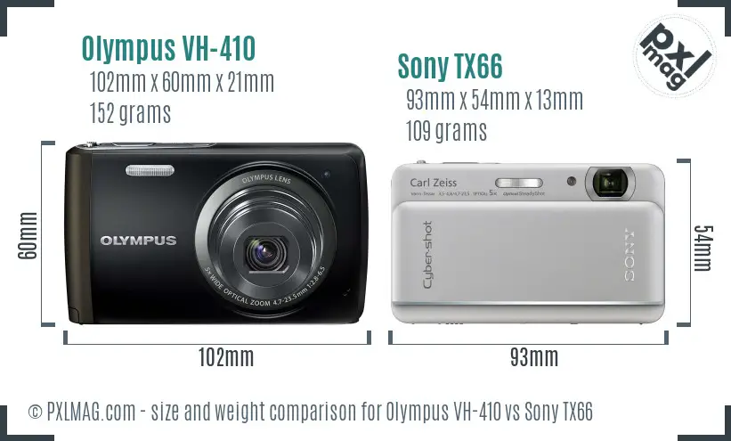 Olympus VH-410 vs Sony TX66 size comparison