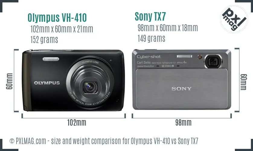 Olympus VH-410 vs Sony TX7 size comparison