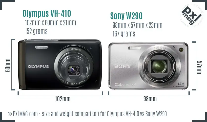 Olympus VH-410 vs Sony W290 size comparison