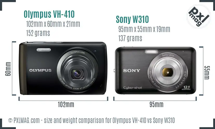 Olympus VH-410 vs Sony W310 size comparison