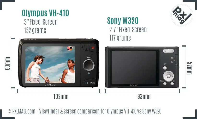 Olympus VH-410 vs Sony W320 Screen and Viewfinder comparison