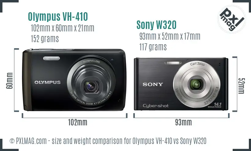Olympus VH-410 vs Sony W320 size comparison