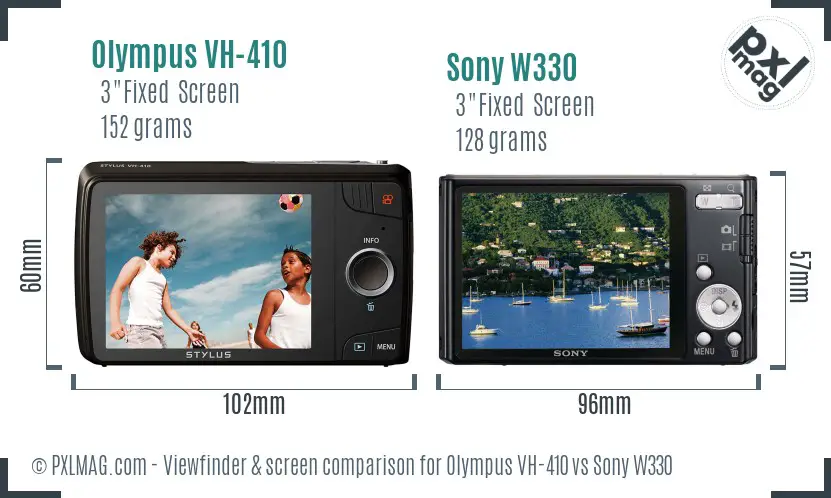 Olympus VH-410 vs Sony W330 Screen and Viewfinder comparison