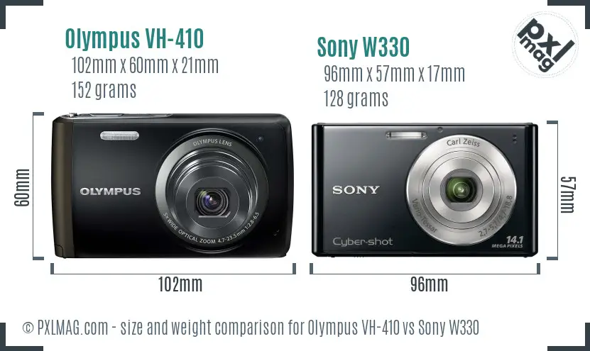 Olympus VH-410 vs Sony W330 size comparison