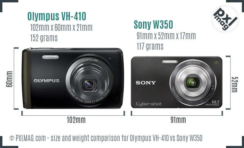 Olympus VH-410 vs Sony W350 size comparison
