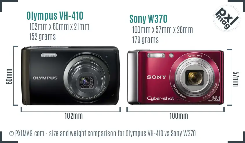 Olympus VH-410 vs Sony W370 size comparison