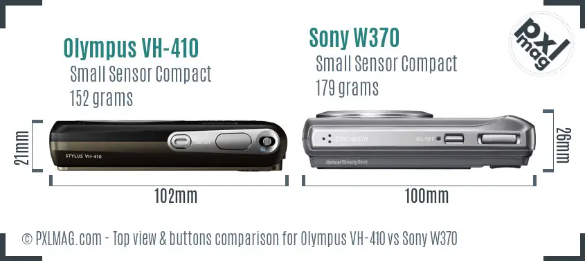 Olympus VH-410 vs Sony W370 top view buttons comparison