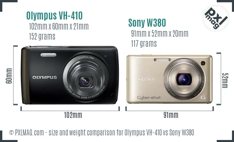 Olympus VH-410 vs Sony W380 size comparison