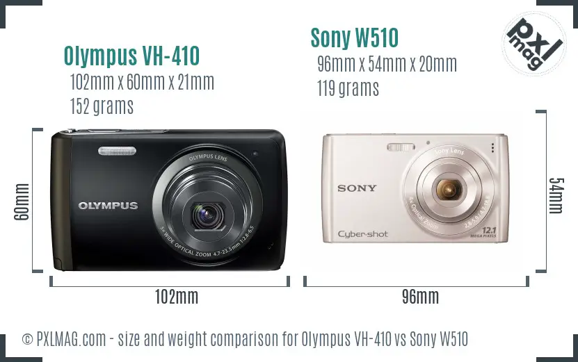 Olympus VH-410 vs Sony W510 size comparison