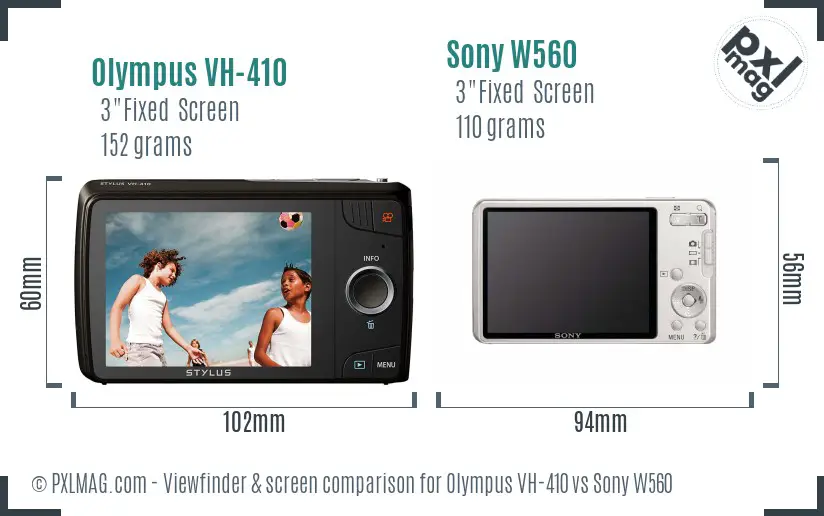 Olympus VH-410 vs Sony W560 Screen and Viewfinder comparison