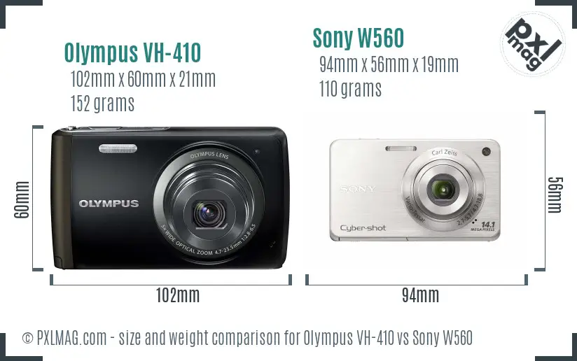 Olympus VH-410 vs Sony W560 size comparison