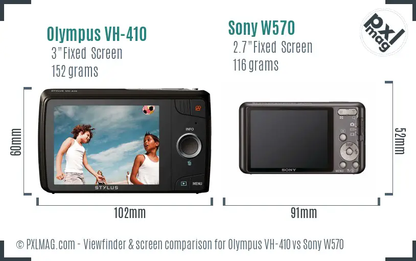 Olympus VH-410 vs Sony W570 Screen and Viewfinder comparison