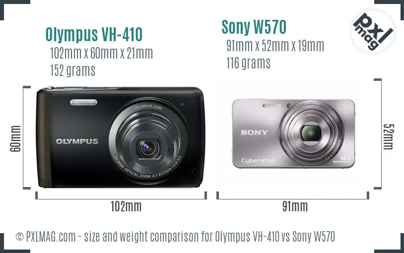 Olympus VH-410 vs Sony W570 size comparison