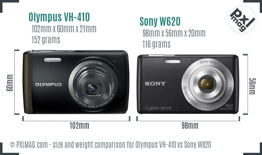 Olympus VH-410 vs Sony W620 size comparison