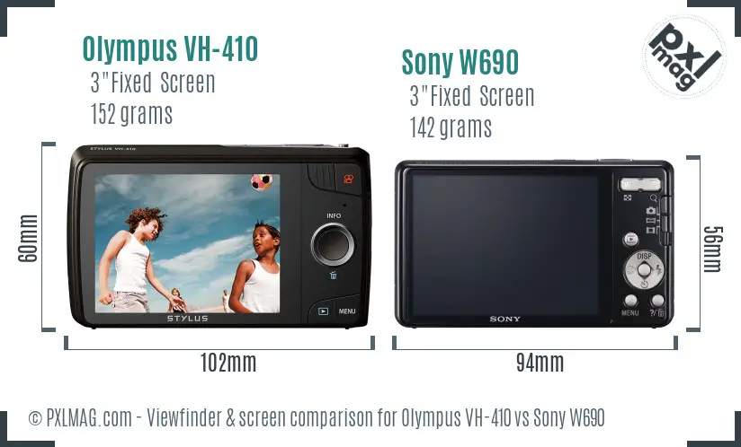 Olympus VH-410 vs Sony W690 Screen and Viewfinder comparison