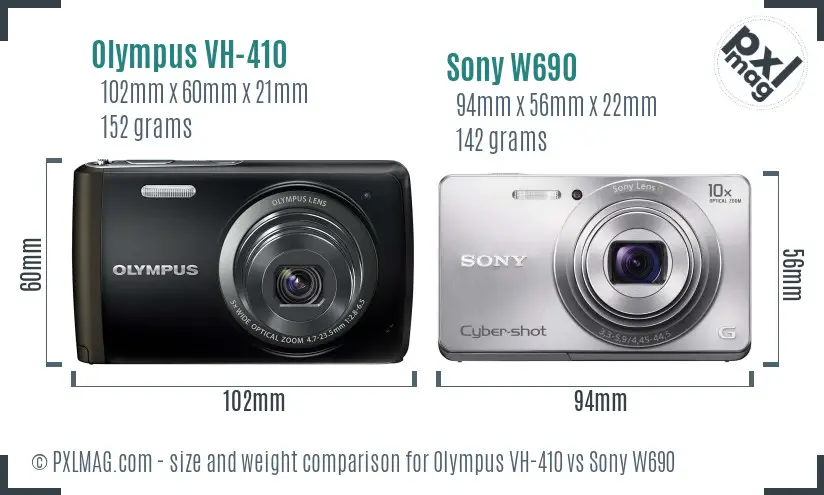 Olympus VH-410 vs Sony W690 size comparison