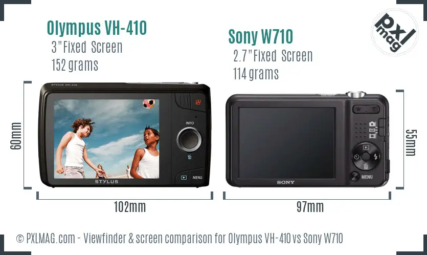 Olympus VH-410 vs Sony W710 Screen and Viewfinder comparison