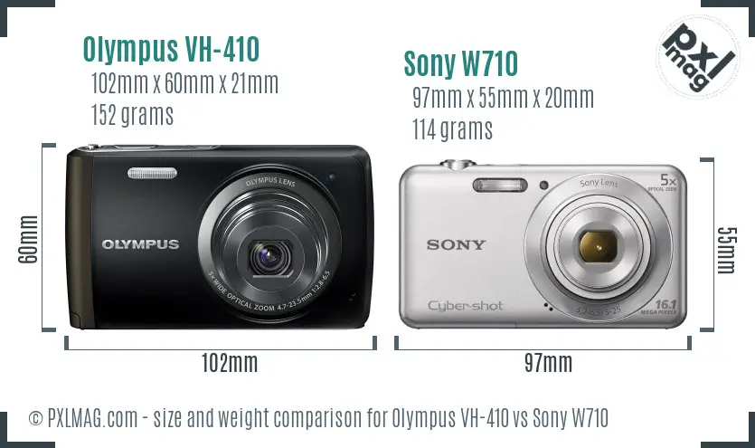 Olympus VH-410 vs Sony W710 size comparison