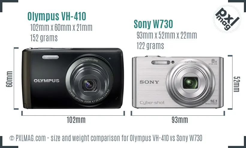 Olympus VH-410 vs Sony W730 size comparison