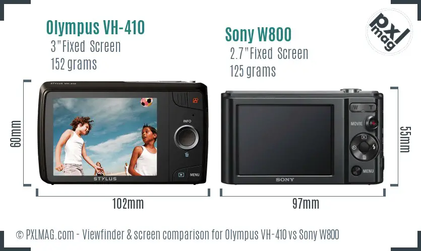 Olympus VH-410 vs Sony W800 Screen and Viewfinder comparison