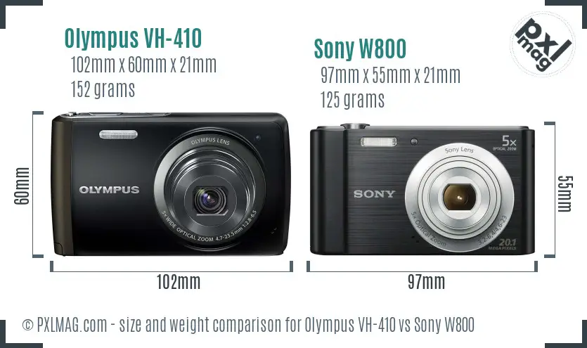 Olympus VH-410 vs Sony W800 size comparison