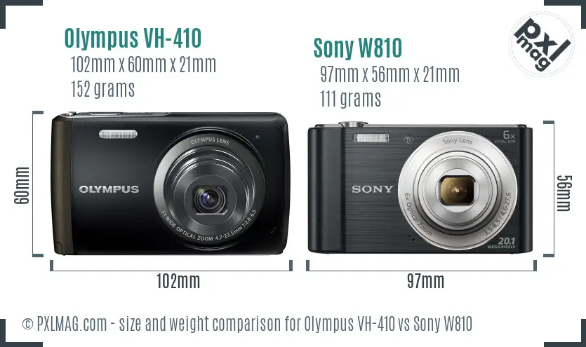 Olympus VH-410 vs Sony W810 size comparison