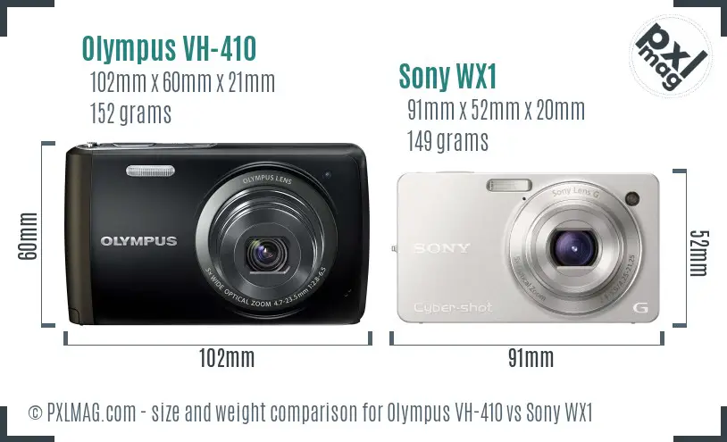 Olympus VH-410 vs Sony WX1 size comparison