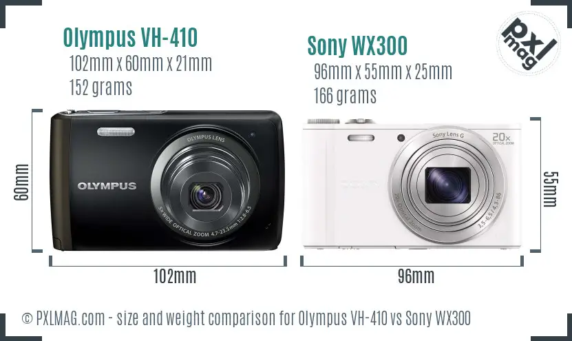 Olympus VH-410 vs Sony WX300 size comparison