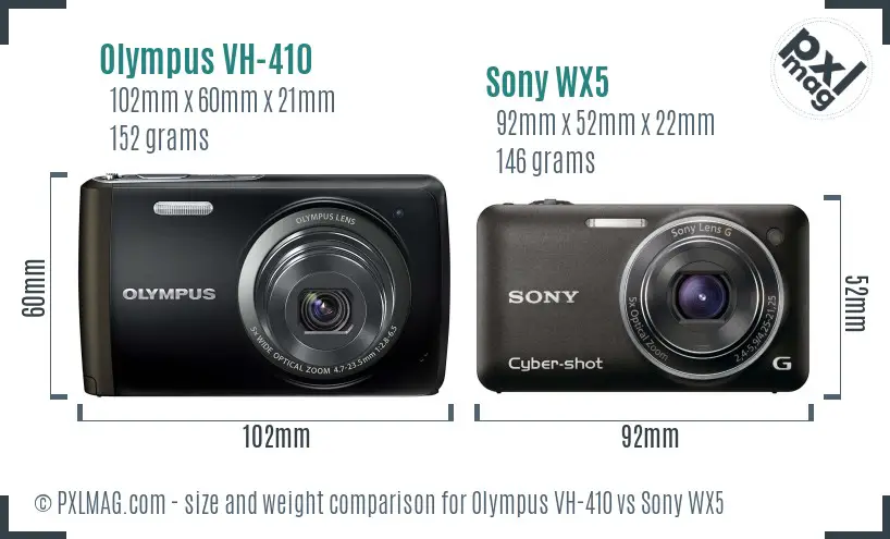 Olympus VH-410 vs Sony WX5 size comparison