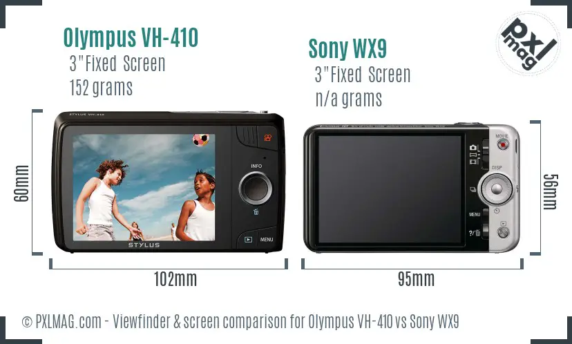 Olympus VH-410 vs Sony WX9 Screen and Viewfinder comparison
