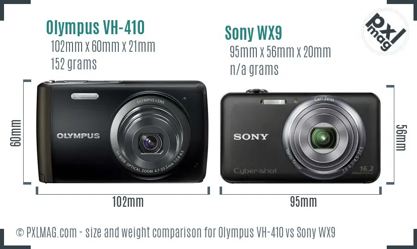 Olympus VH-410 vs Sony WX9 size comparison