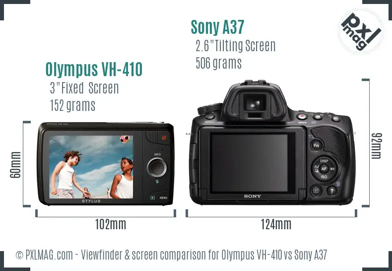 Olympus VH-410 vs Sony A37 Screen and Viewfinder comparison