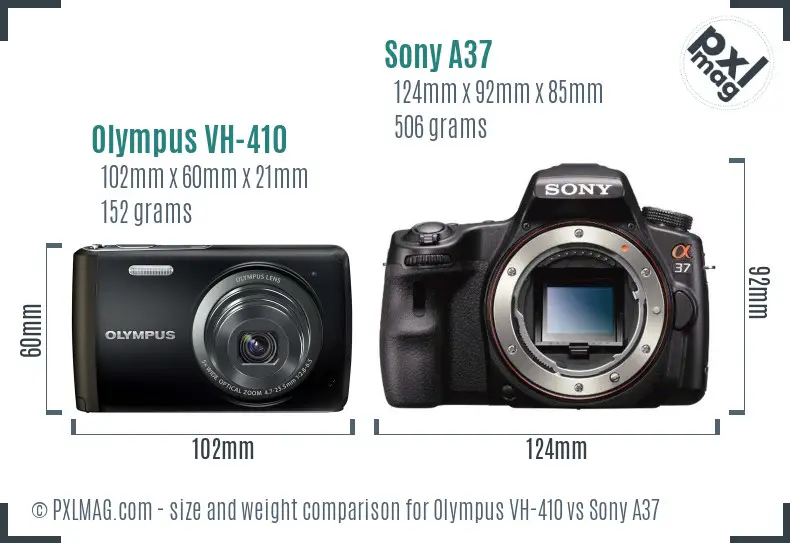 Olympus VH-410 vs Sony A37 size comparison