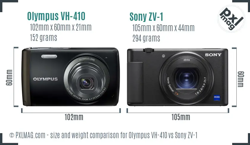 Olympus VH-410 vs Sony ZV-1 size comparison