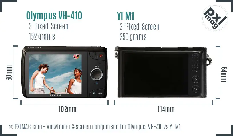 Olympus VH-410 vs YI M1 Screen and Viewfinder comparison