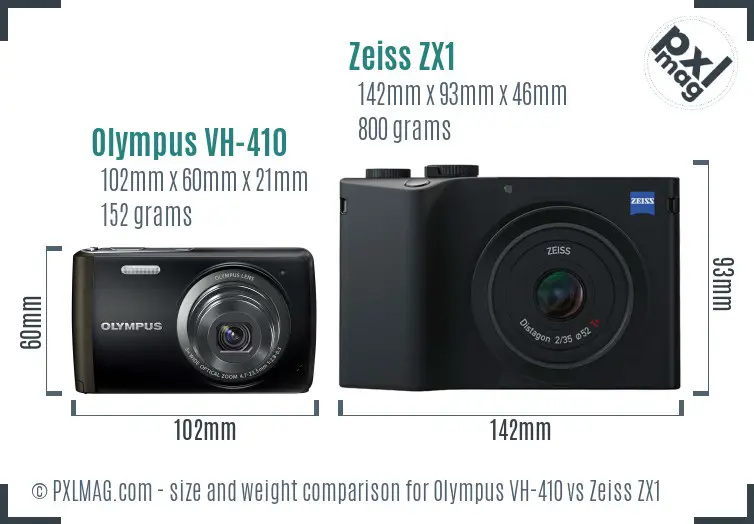 Olympus VH-410 vs Zeiss ZX1 size comparison